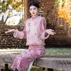 Fleece winter clothing national style new Chinese long-sleeved improved cheongsam winter thick vest two-piece women's New Year's clothing