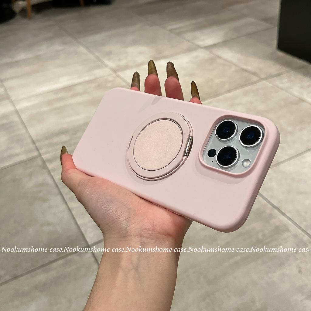 Applicable To IPhone 16 Liquid Silicone Rotating Magnetic Suction Bracket Mobile Phone Case Apple 15 Large Hole Anti Fall Protection Case 14