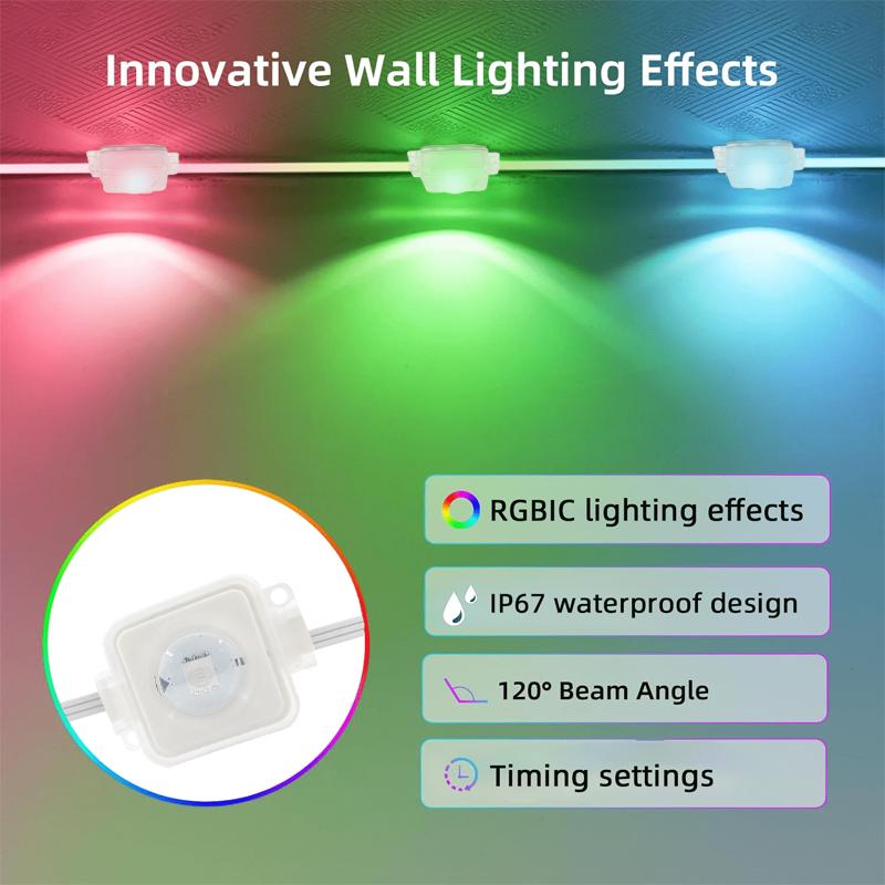 Permanent Outdoor Lights Smart LED Eaves Lights 16 Million DIY Colors Waterproof Eaves Lighting for Christmas Holiday Decoration