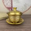 Brass Hundred Blessings Bowl Three-Piece Creative Cup With Lid Living Room New Chinese Classical Tea Set