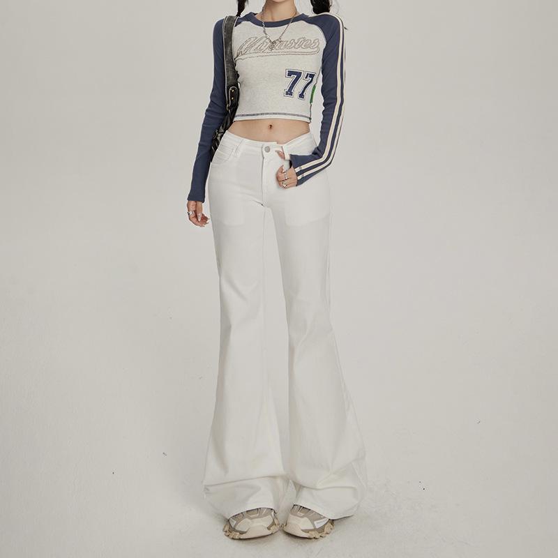 Spicy Girl Low-Waist Black Micro-Flare Jeans for Women - Spring/Autumn 2025 Slim-Fit Wide-Leg Versatile Pants
