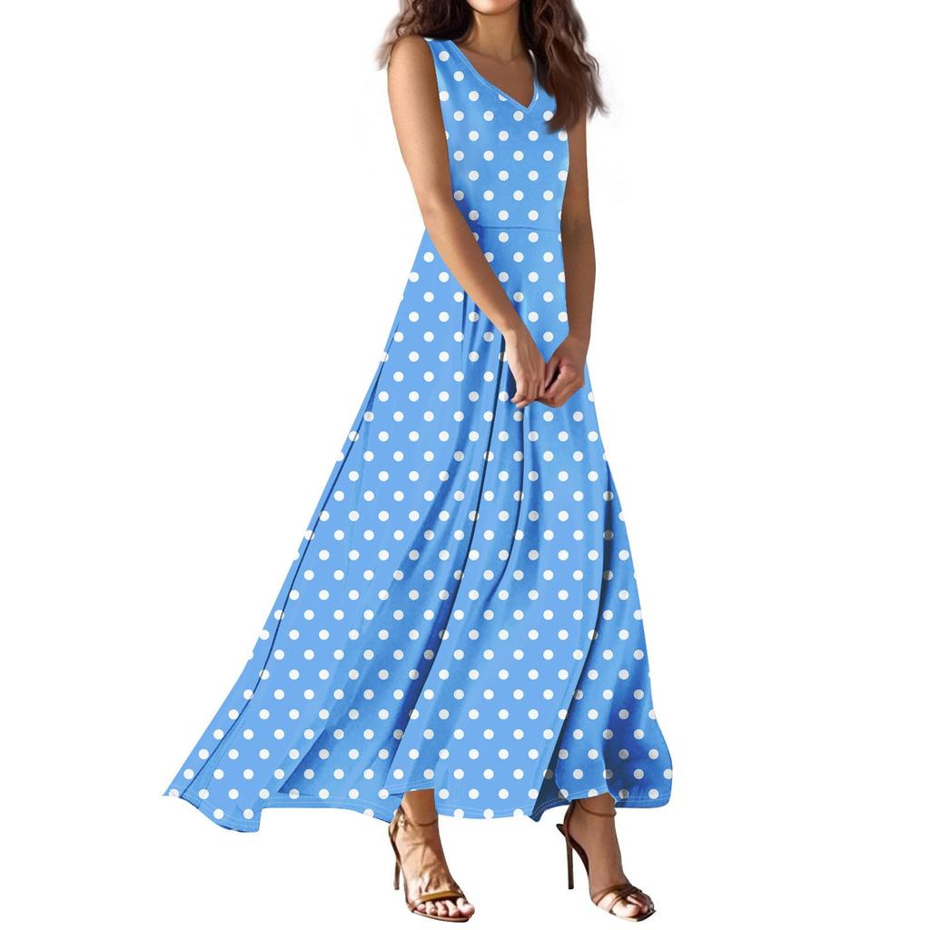 Women's Summer Casual Fashion  Dress V Neck Sleeveless Dress