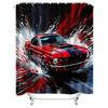 Speed Passion Red Mustang Shower Curtain for Bathroom - Vintage Car Design with Dynamic Splash Effect Waterproof  Durable
