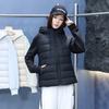 Damen Kurze Mittellange Daunenjacke Winter Warm Stehkragen Einfarbig Lässig Oberbekleidung Mantel