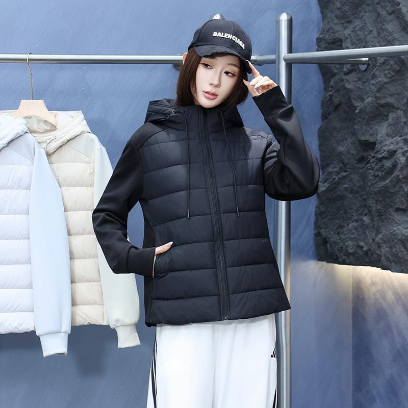 Damen Kurze Mittellange Daunenjacke Winter Warm Stehkragen Einfarbig Lässig Oberbekleidung Mantel
