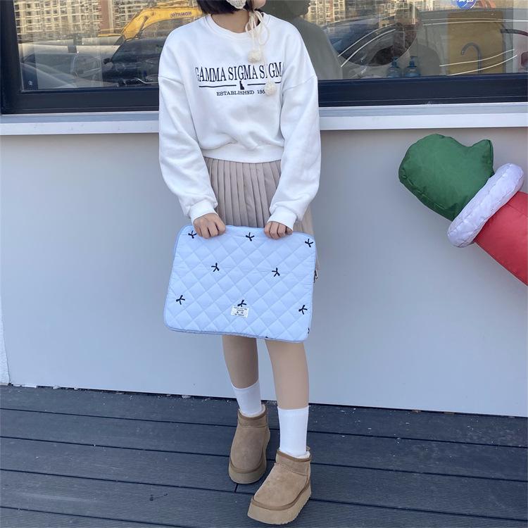 Korean Style Cute Bow iPad Tablet Inner Bag - Niche Design Tablet Pouch