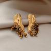 Vintage Maillard Geometric Folds Resin Stream Earrings Stud Earrings Personality Earrings Women