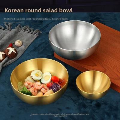 Koreanische Edelstahlschüssel für Instantnudeln in Lebensmittelqualität, Schüssel für kalte Nudelsalate, einlagig, schlicht, für Obstsalat mit hohem Wert