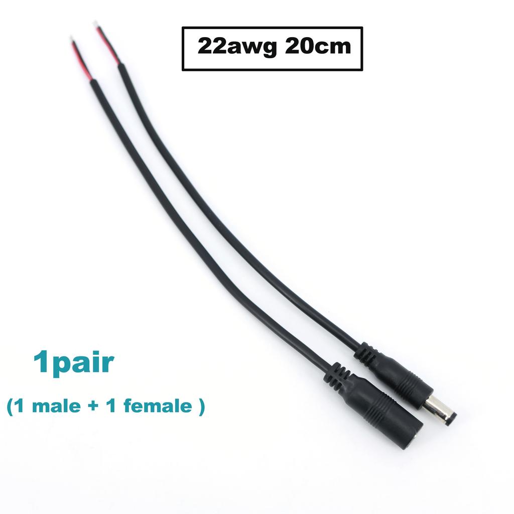 0.2M 0.18M 5.5x2.5MM 2pin DC Male Female 22/20/18/16awg Power Connector Plug Cable Wire Supply Repair Cable 5525 DC5525 Pigtails