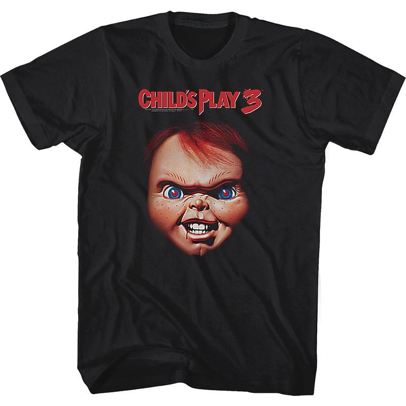 Y2k 1988s Childs Play Movie The Haunted Doll A Classic Retro Shortsleeved Tshirt Featuring A Terrifying Man
