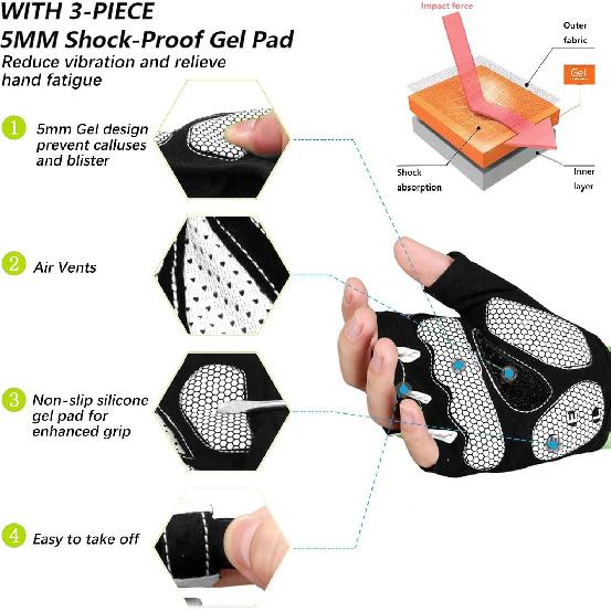 Cycling Gloves Bike Gloves for Men/Women-[5MM Gel Pad] Half Finger Bicycle Gloves for Cycling/Weight Lifting/Gym/Motorcycle/Rowing/Outdoor Sports