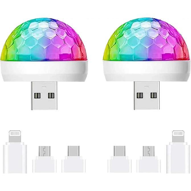 Mini USB LED Stage Disco Light Colorful Projection Effect Lamp Portable Party Club Atmosphere Light For Car Family Entertainment Neon Lights 4