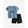 New Boys' Navy Style Short-Sleeved Suit 2025 Summer Children's Pure Cotton Half-Sleeved Shorts 2-Piece Set 8