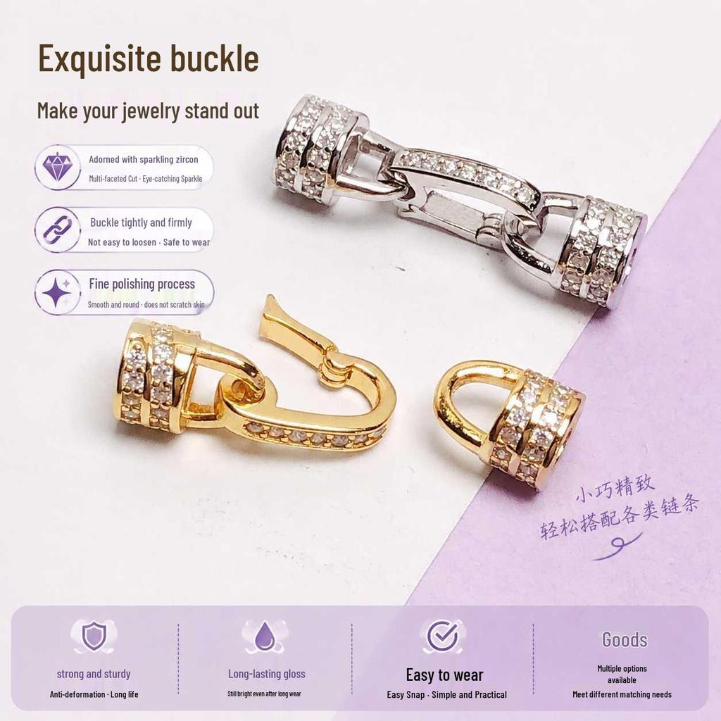 Gold Sand Moissanite Pearl Necklace Clasp & DIY Bracelet Connector Buckle for Women