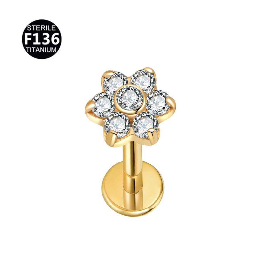 Titanium Alloy Zirconia Flower Labret Lip & Ear Stud