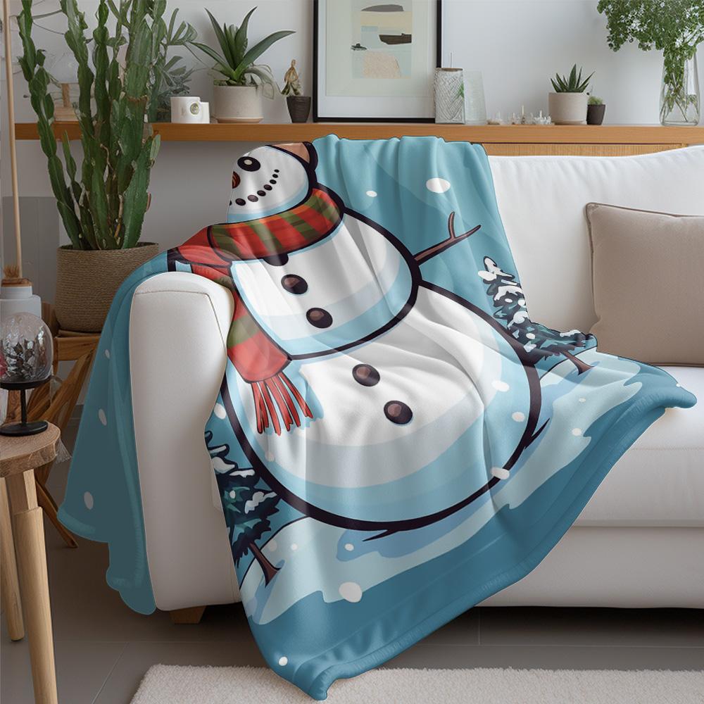 Tuniu Cute Snowman Plush Throw Blanket for Kids Teens Adults Sofa Bed Room Decor Gift