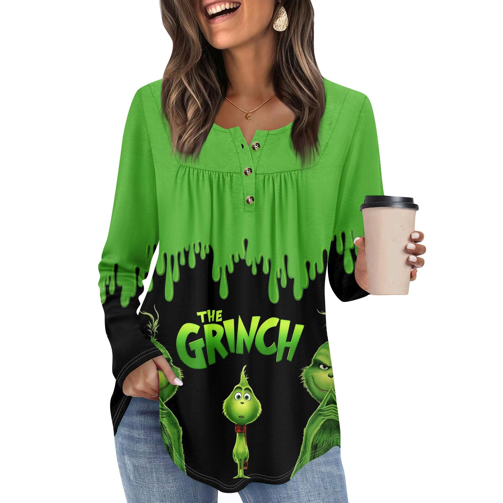 

Женская туника с длинным рукавом, свободные топы, повседневные топы оверсайз, плиссированная туника, застегивающаяся на пуговицы, повседневные женские топы с принтом S