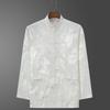 Ice Silk Tang Suit Long-Sleeved Shirt: Men's Chinese-Style Spring/Autumn Dress for Middle-Aged and Elderly