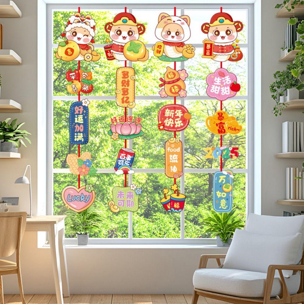 4pcs/set Colorful Paper Hanging Pendants Traditional New Year Window Stickers  Chinese Nwe Year