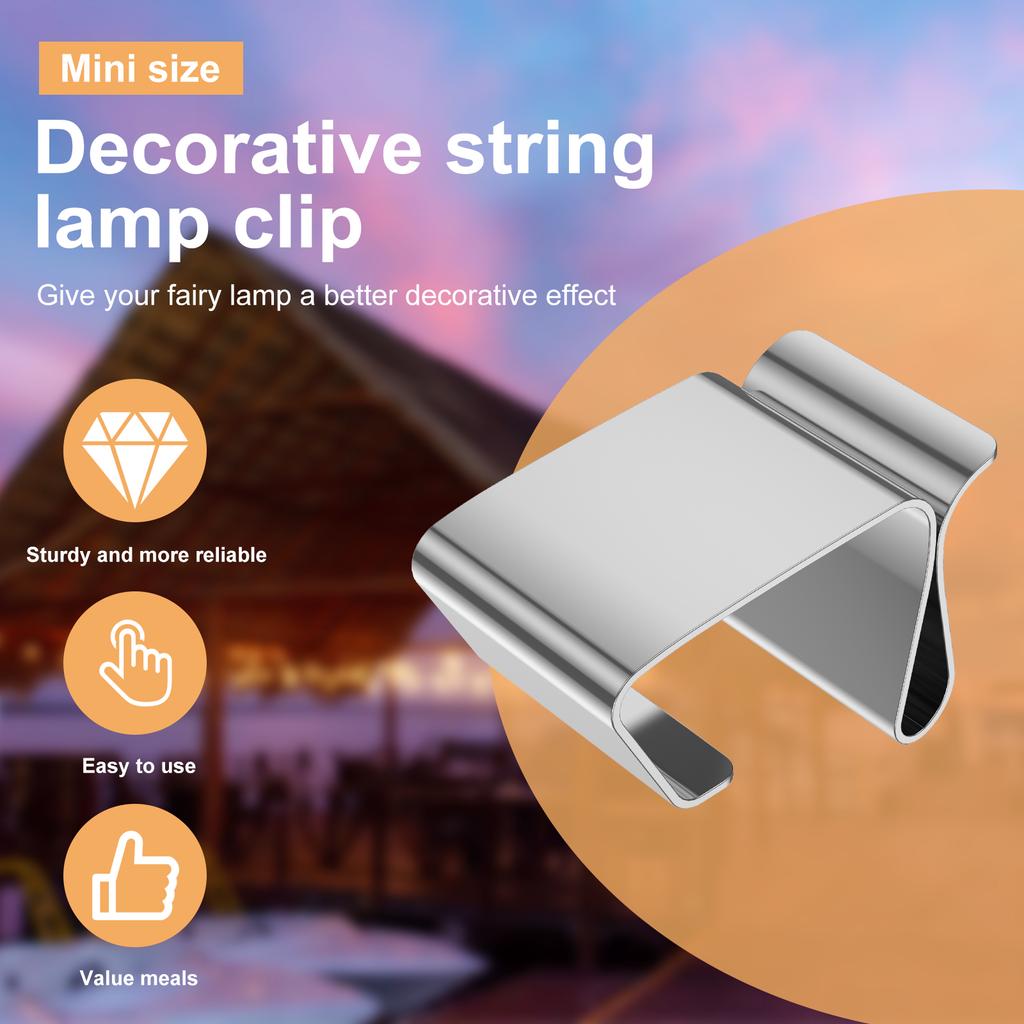 50/100Pcs Gutter Hooks Stainless Steel Christmas Lights Clips for Christmas Lights Holiday Lights Clips for Guttering