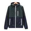 Windbreaker Men Casual Spring Autumn Lightweight Jacket   Hooded Contrast Color Zipper Up Jackets Outwear