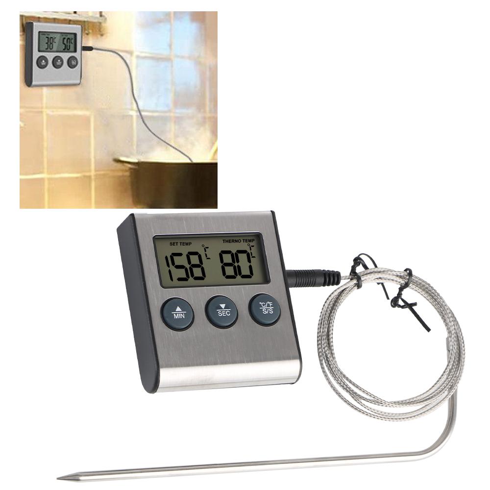 Kitchen Tools Stainless Steel New Digital BBQ Thermometer Meat Kitchen Food Grill Timer Function Probe Temperature Cooking Oven Meter