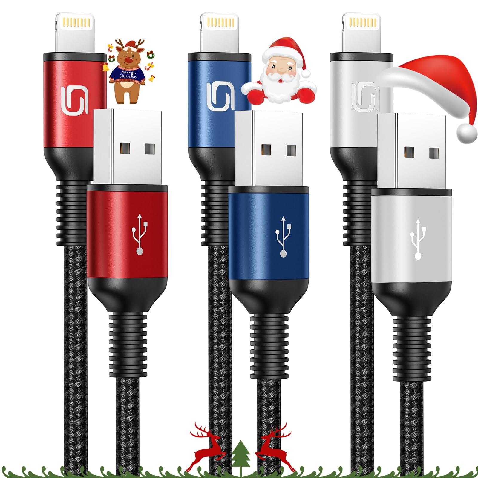 

Кабель для зарядки iPhone 2M Lightning Cable 3 шт. Кабель для зарядного пристрою iPhone Швидка зарядка Lightning Cable Запобігання від’єднанню Кабель для зарядки iPhone