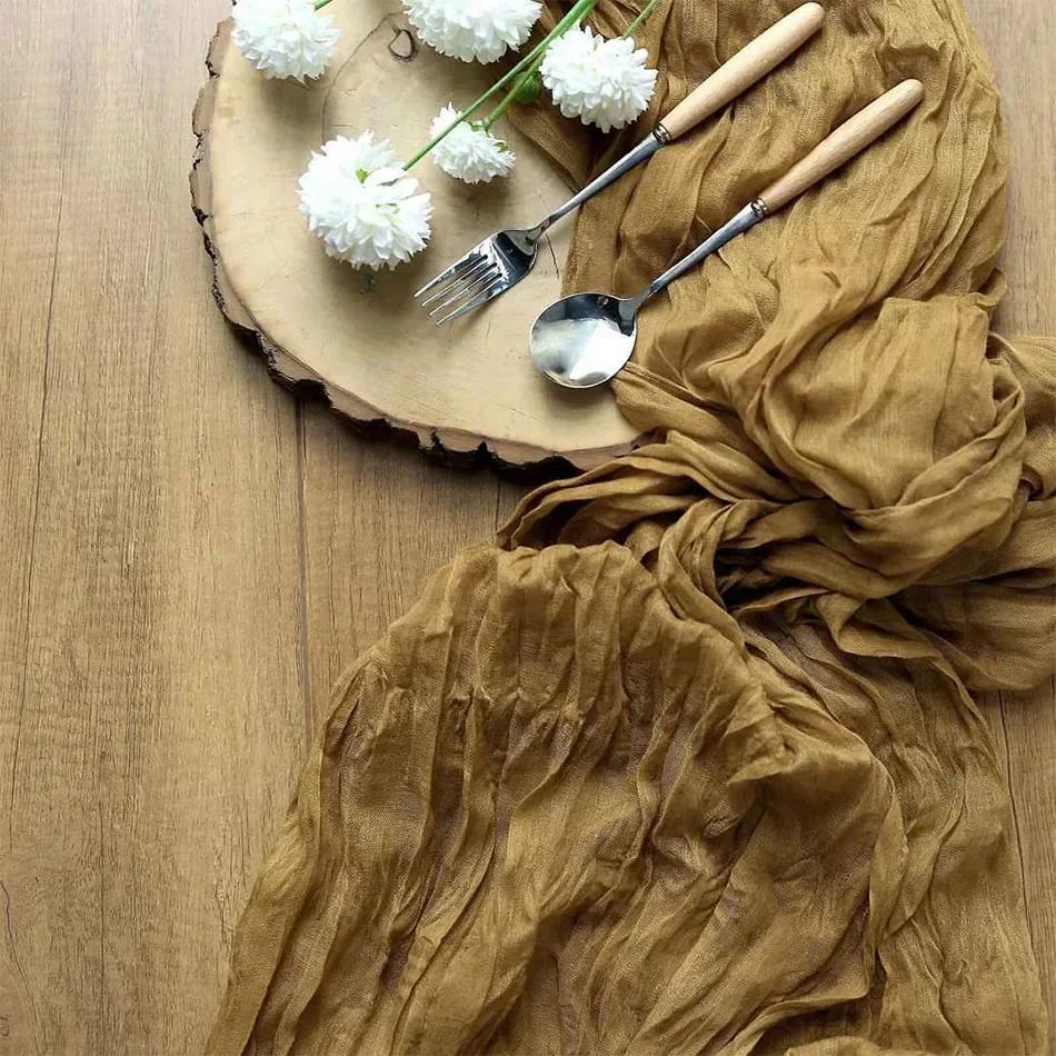 Baby Blue Cheesecloth Table Runner 4 Pack Vintage Rustic Gauze Table Runner Boho Decoration for St Patrick's Day Easter Wedding