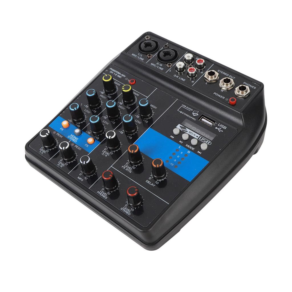 Audio Mixer USB 4 Channel Stereo Line Mixer Professional Stage Equipment 100‑240V UK Plug