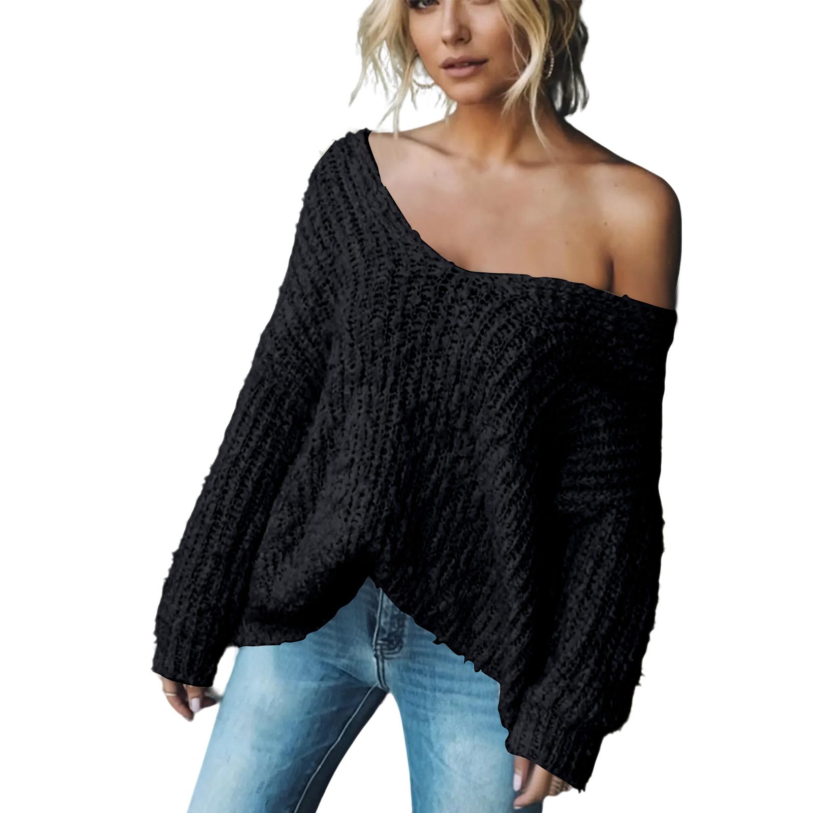 

Ladies Fashionable V-neck Slim Fit Long Sleeved Knitted Top M