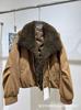 New Haining Fur Integrated Parker Down Jacket Women's Big Fur Collar Short White Goose Down Jacket Winter