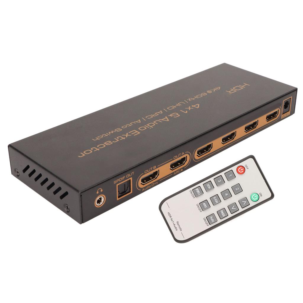 Commutateur d'interface multimédia HDR HD prenant en charge 4K à 60 Hz UHD ARC, commutateur automatique 4x1, répartiteur avec son
