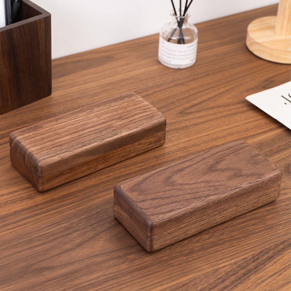 Large Capacity Wood Glasses Case Magnetic Buckle Walnut Wood Storage Box Eyewear Organizer