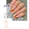 24 Pcs Autumn Winter False Nail Striped Artificial Nail French Tip Stick On Nail Glittering Press On Nail for Woman