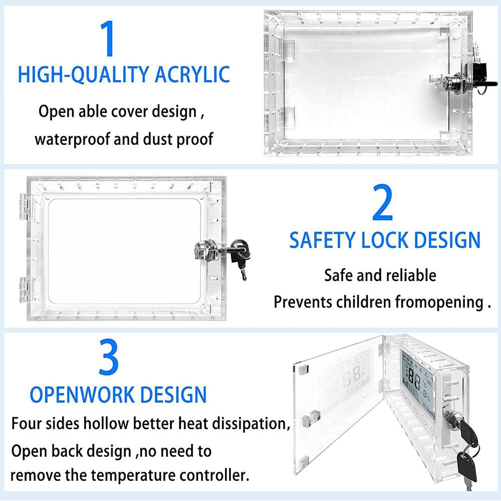Universal Home Locking Thermostat Cover Anti-Tamper Thermostat Lock Box w/2 Keys