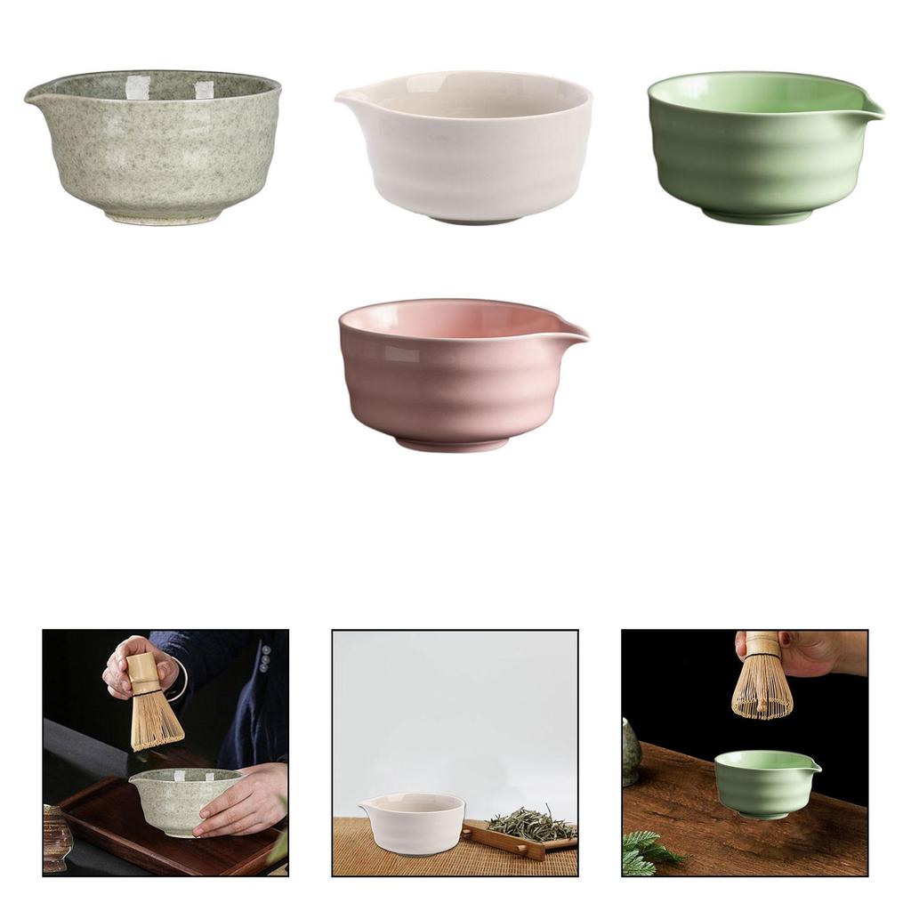 Matcha Bowl with Pouring Spout Ornament Multifunctional Tea Making Tool Tea Bowl for Tea Room Home Dining Room Kitchen Friends