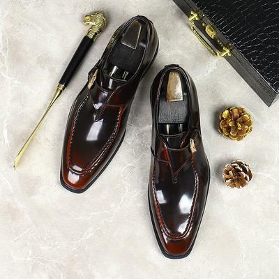 Fashion Luxury Patent Leather Mens Formal Shoes Handmade Buckle Decorated Genuine Leather 2025 Wedding Social Shoes Man