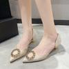 New Classic Style Crystal High Heels Women's French Stiletto Low-Cut Women's Shoes