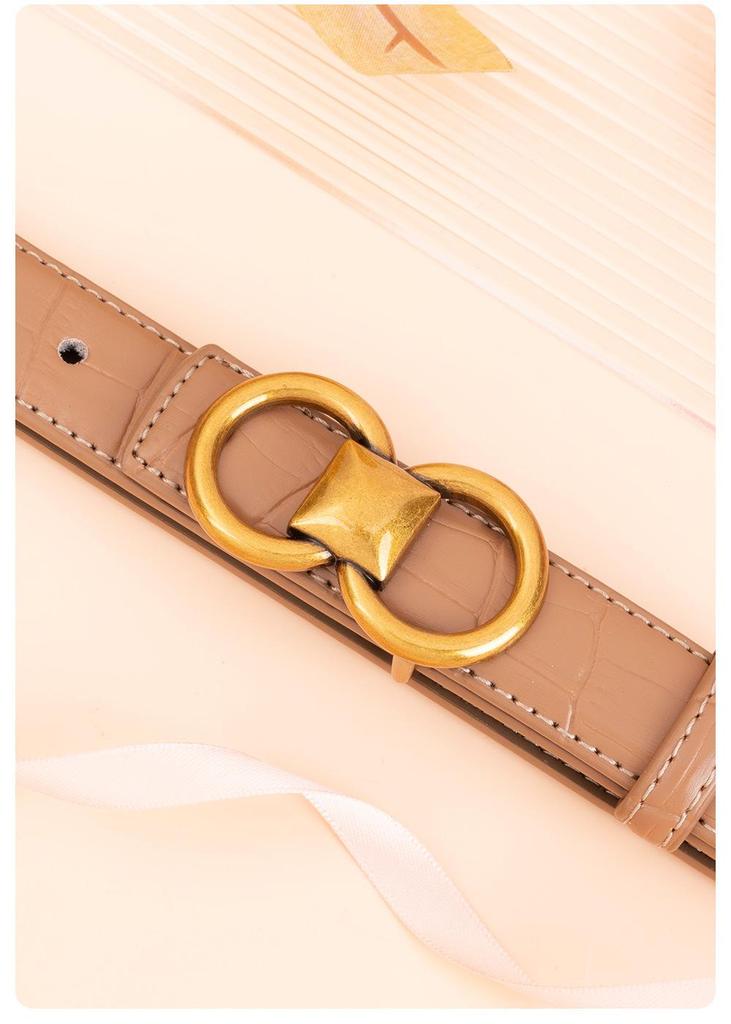 2026 Women's Smooth Buckle Leather Belt: Two-Layer Cowhide, Casual Versatile High-End Waist Cincher