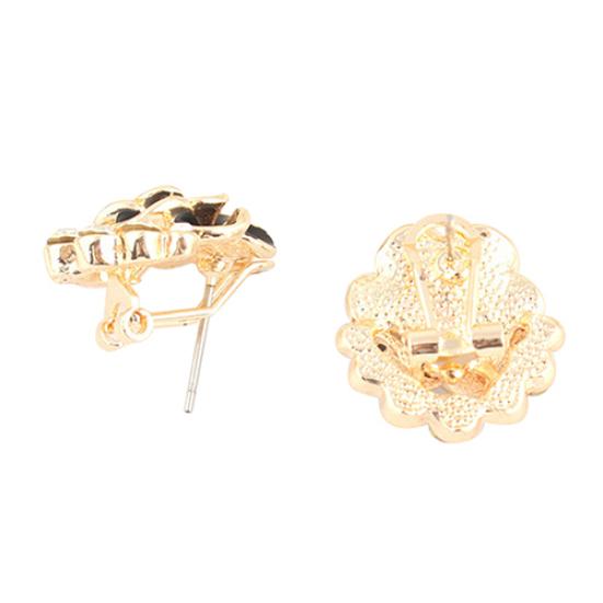 Women Peony Camellia Flower Rhinestones Alloy Ear Stud Earrings Party Jewelry