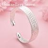 Charming 925 Sterling Silver Exquisite Multi Thread Shiny Open Bracelet Women Fashion Party Wedding Jewelry