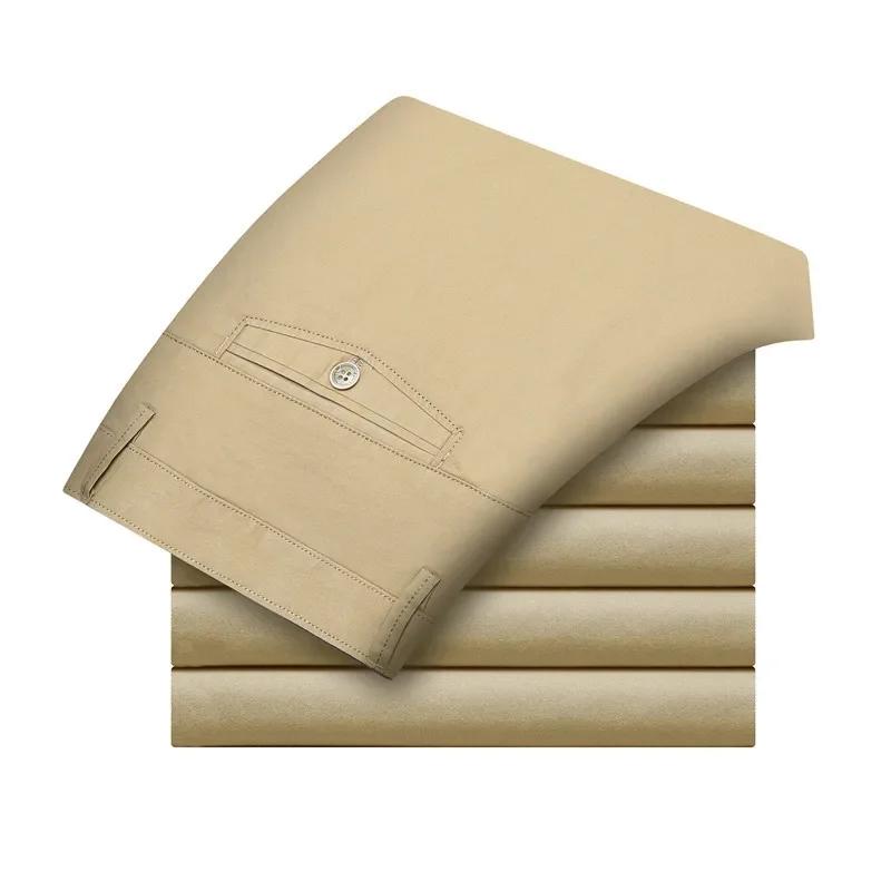 Summer Casual Men s Trousers High-waisted Pure Pants for Male Cotton Thin Straight Tube Trousers 35