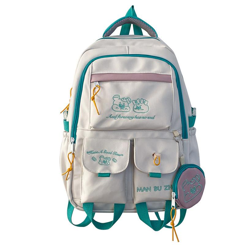 Blocking Splicing Color School Bag Large Capacity Backpack Cartoon Gift Students