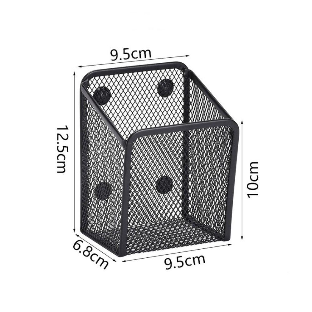 1pc Portable Large Capacity Magnetic Storage Basket Mesh Multifunctional Magnetic Pencil Holder Metal Storage Box Home Organizer