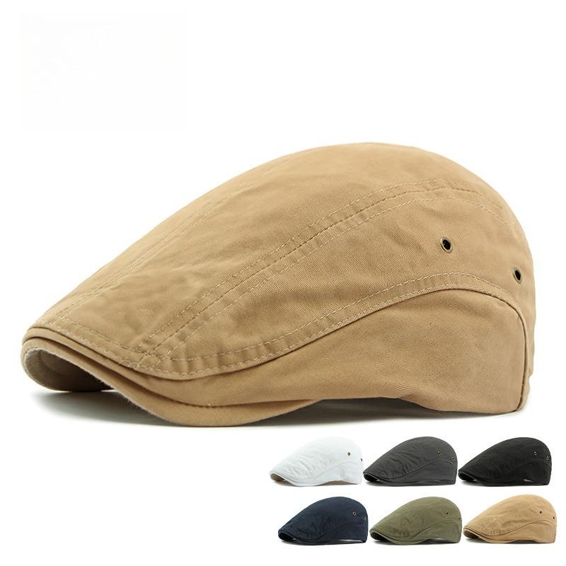 Unisex Reversible Cotton Flat Cap Japanese Style Dual Wear Ivy Cap Retro British Beret Sun Protection Cabbie Hat Duckbill Cap