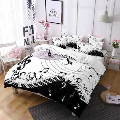 Hudební motiv Polyester Sada povlečení na přikrývku 3D Kytara Klavír ložní souprava King Queen Twin Plná velikost pro děti Chlapci Dívky Dekorace do pokoje