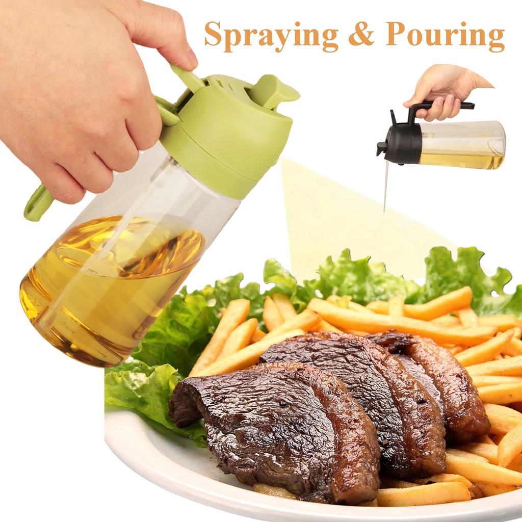 2-in-1 Sprayer Pourer Oil Empty Bottle Plastic Oil Container Dispenser Vaporizer for Kitchen Barbecue Camping Cooking Utensils