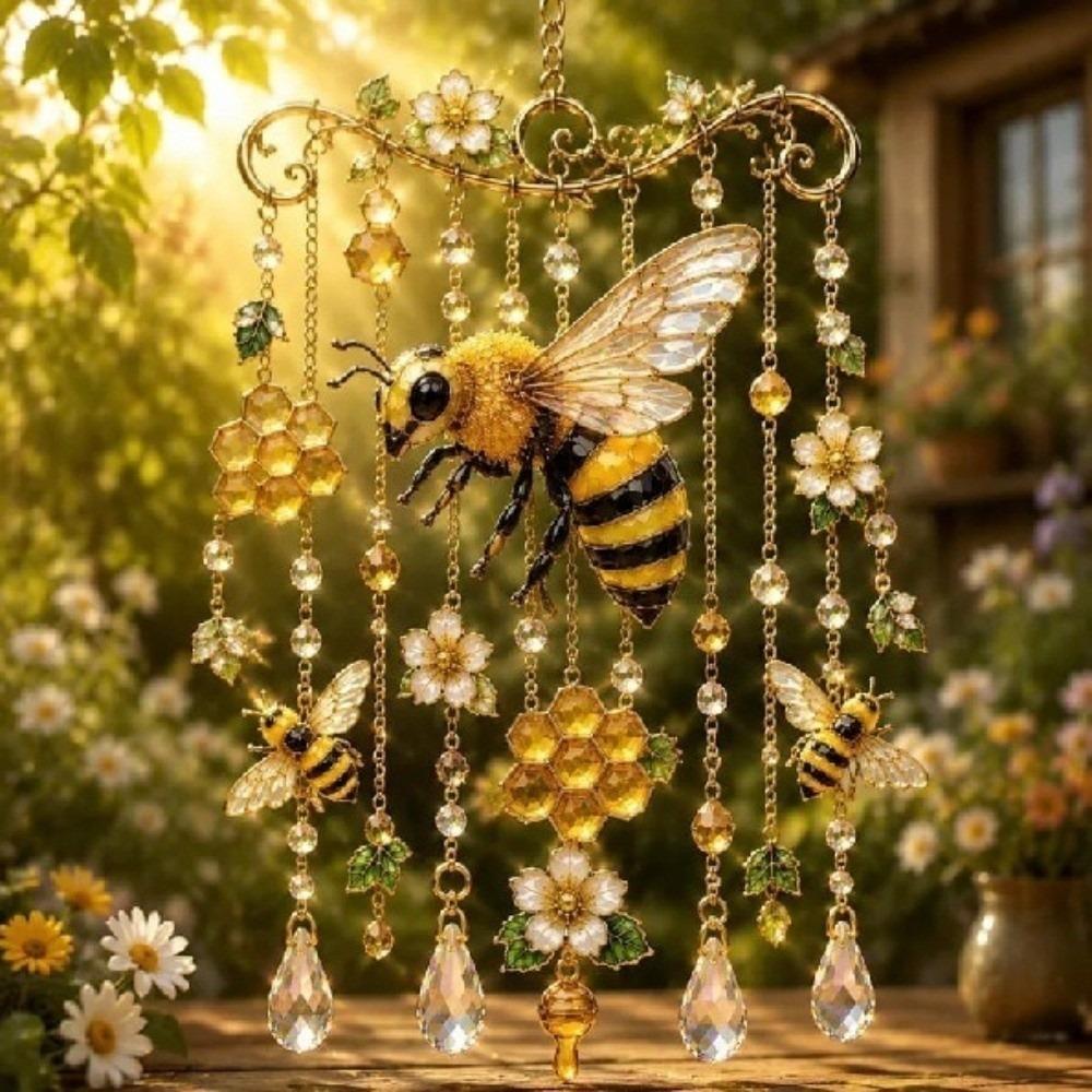 Colorful Bird Hanging Ornaments Acrylic Home Decoration Crafts Hummingbird Wind Chime Courtyard