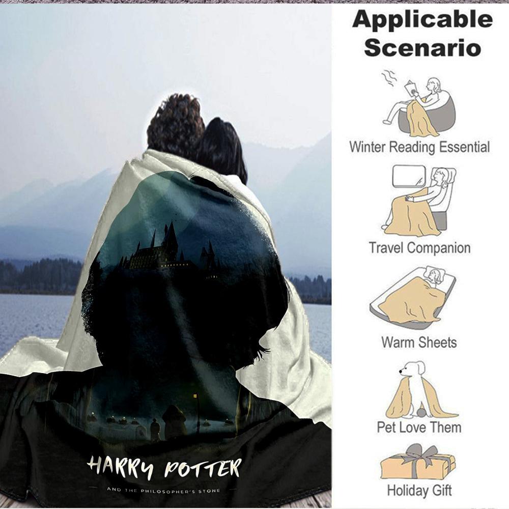 1pc Harry Potter Flannel Throw Blanket - HD Printed Lightweight Soft Warm All-Season Blanket for Sofa, Bed, Travel, Camping 031