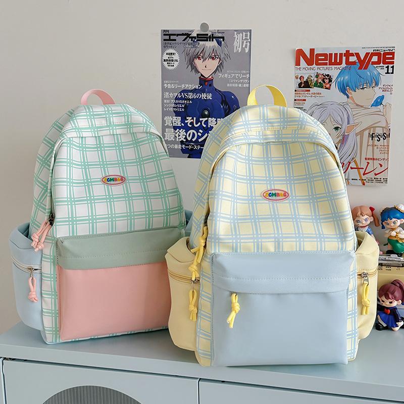 New Schoolbag Women's Japanese and Korean Ins Style High Value Plaid Backpack College Student Class Backpack